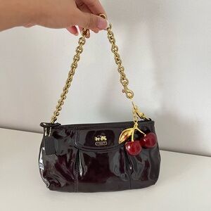 Coach Patent Shoulder Bag with Gold Chain
